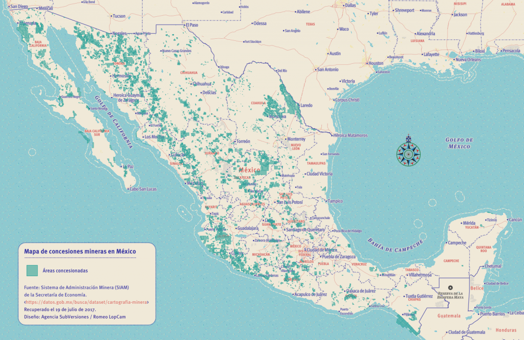 Concesiones mineras en México.